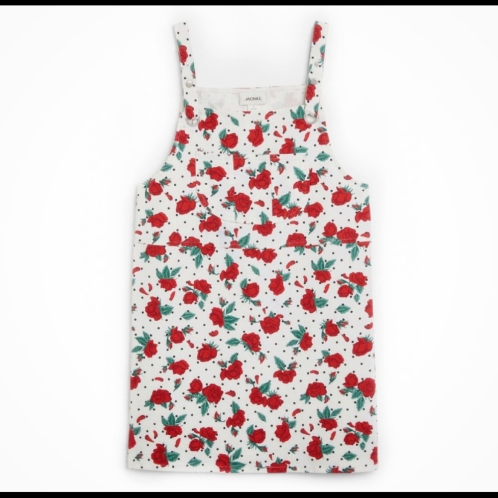 Monki Floral Polka Dot Denim Mini Dress